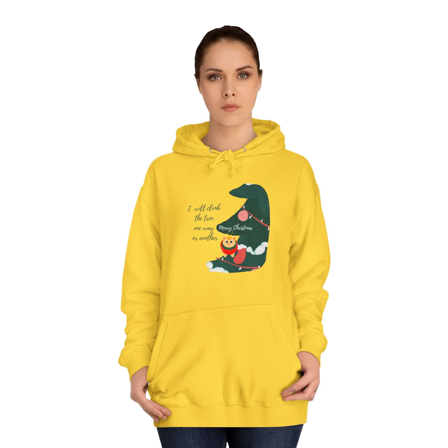 Cat lover Hoodie for christmas - Climbing in the christmas tree