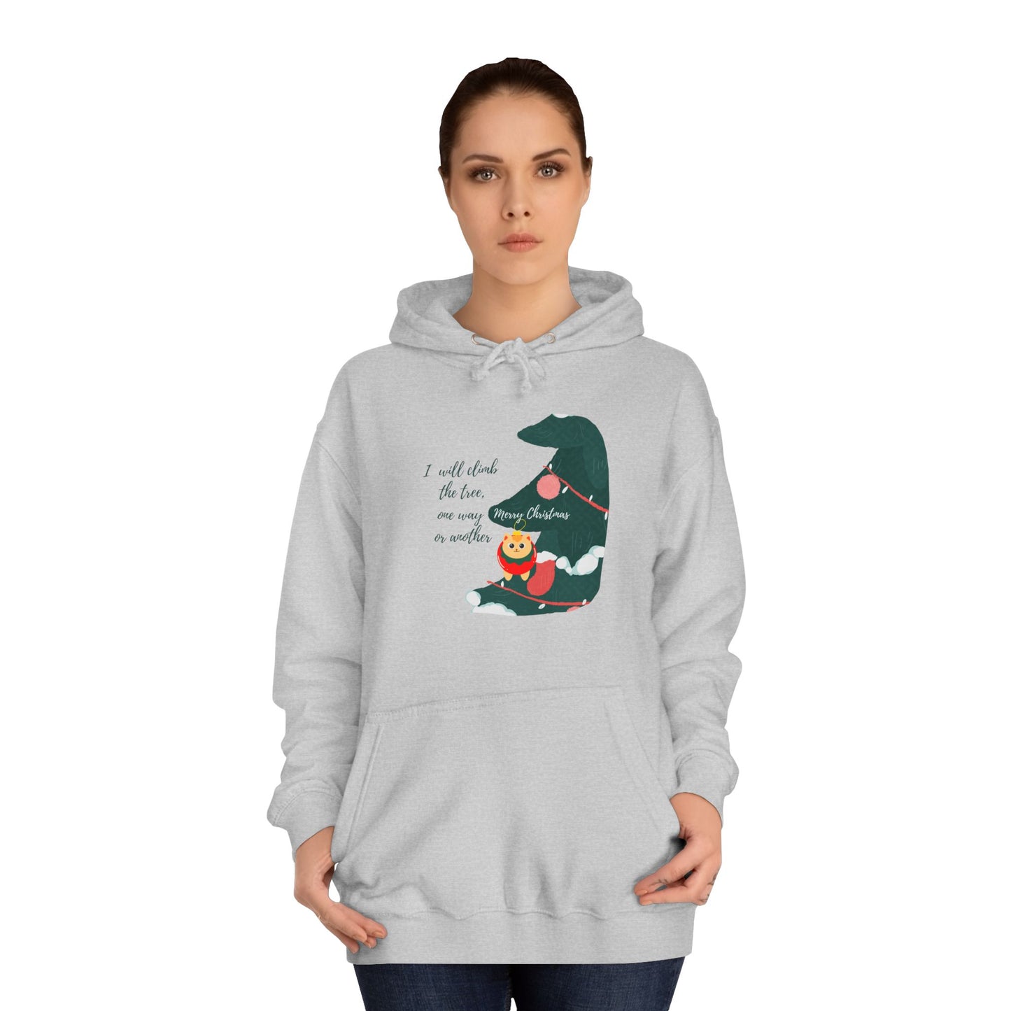 Cat lover Hoodie for christmas - Climbing in the christmas tree