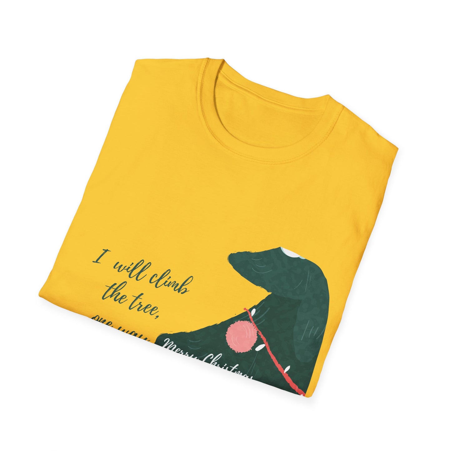 Unisex Softstyle Funny Christmas T-Shirt - cat in the christmas tree