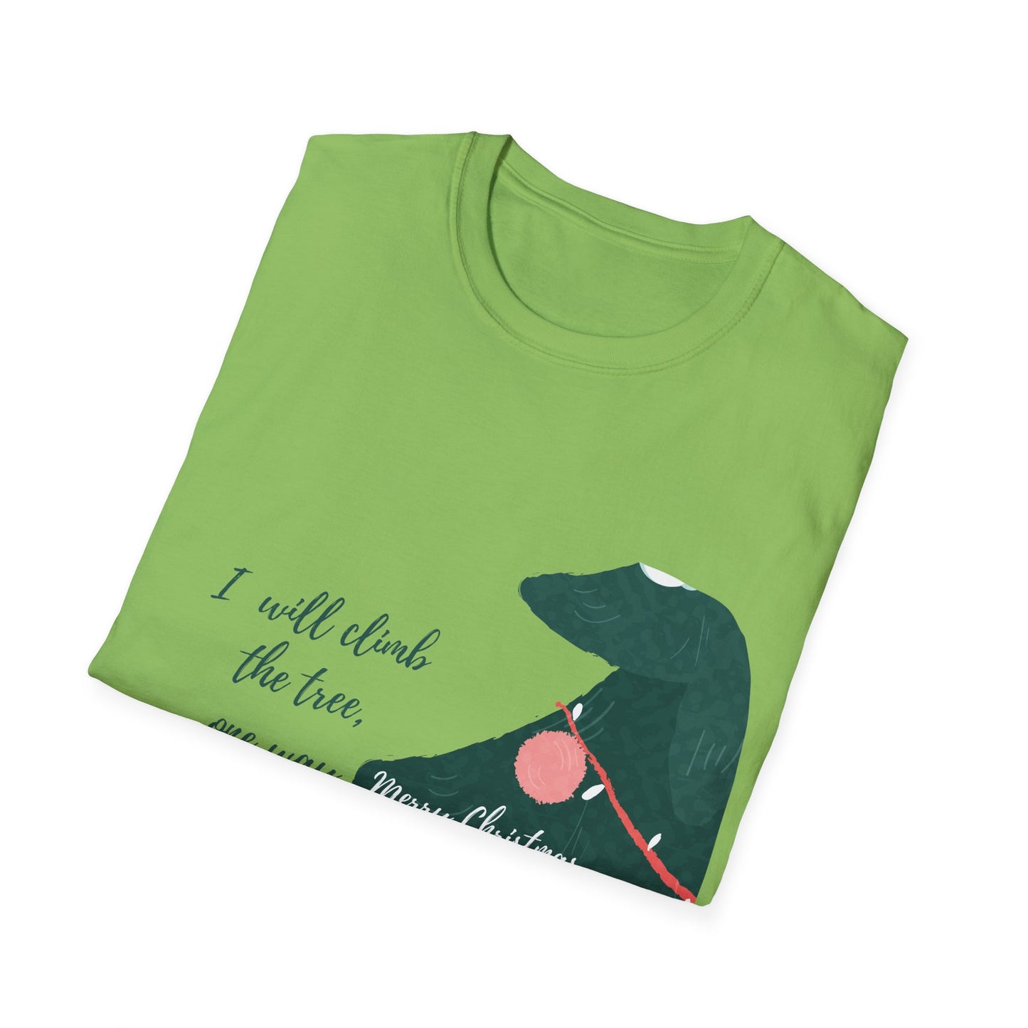 Unisex Softstyle Funny Christmas T-Shirt - cat in the christmas tree