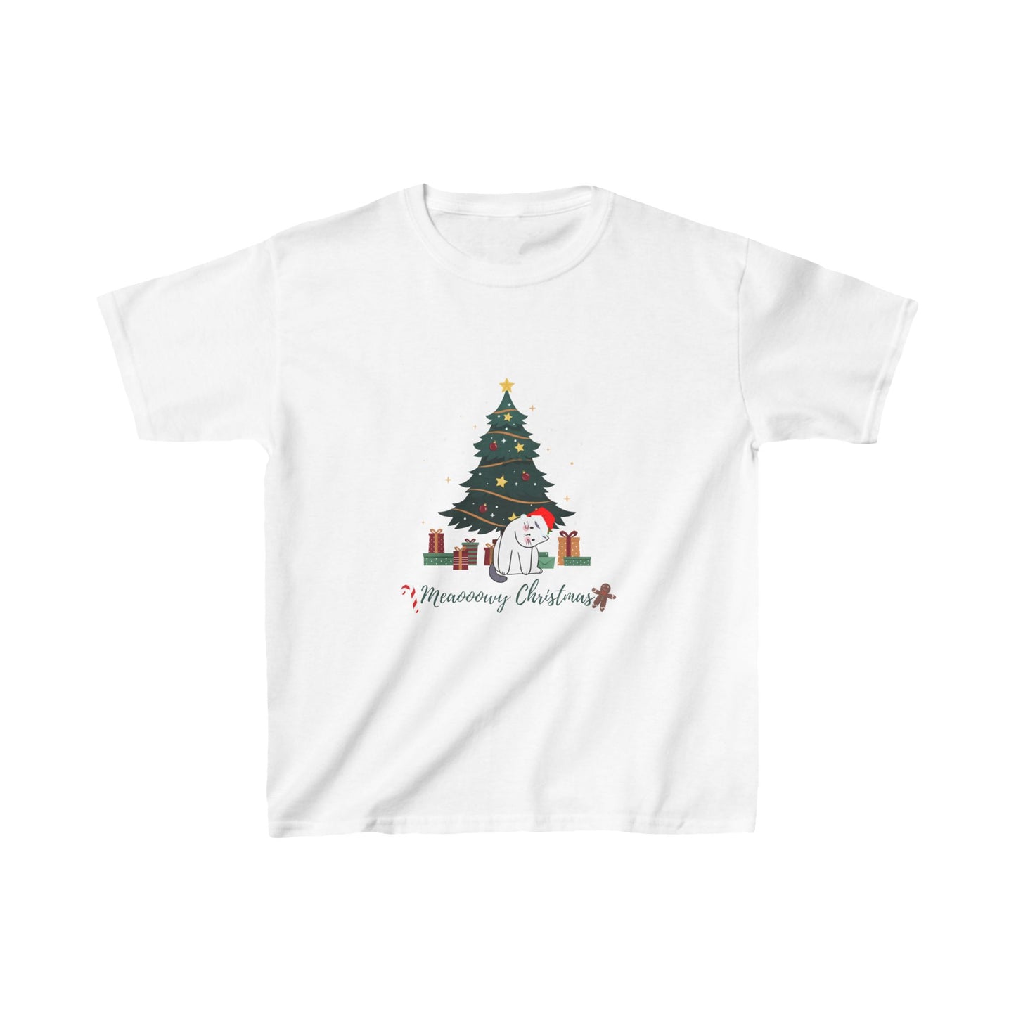 Kids funny cat christmas tree t-shirt Heavy Cotton™ Tee