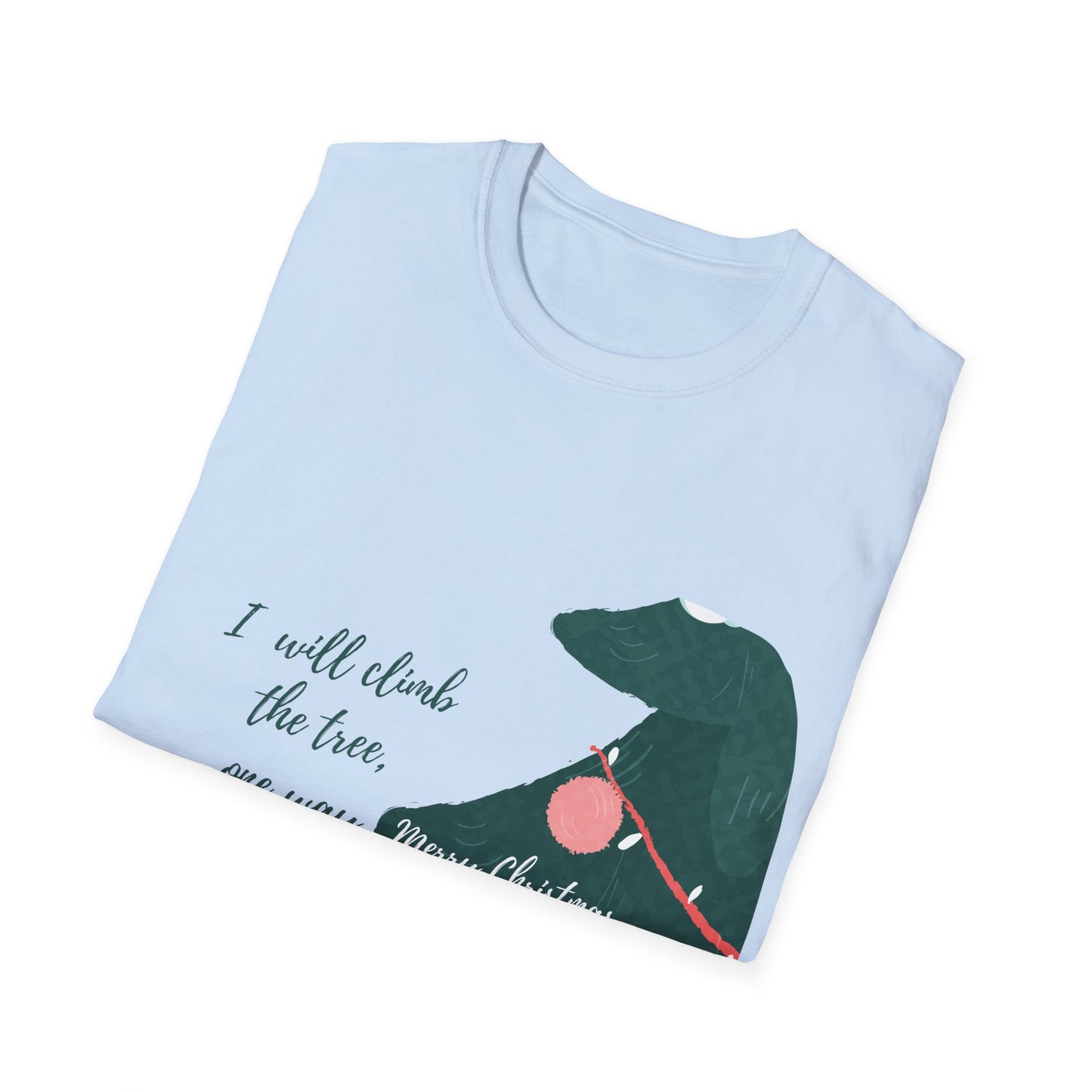 Unisex Softstyle Funny Christmas T-Shirt - cat in the christmas tree