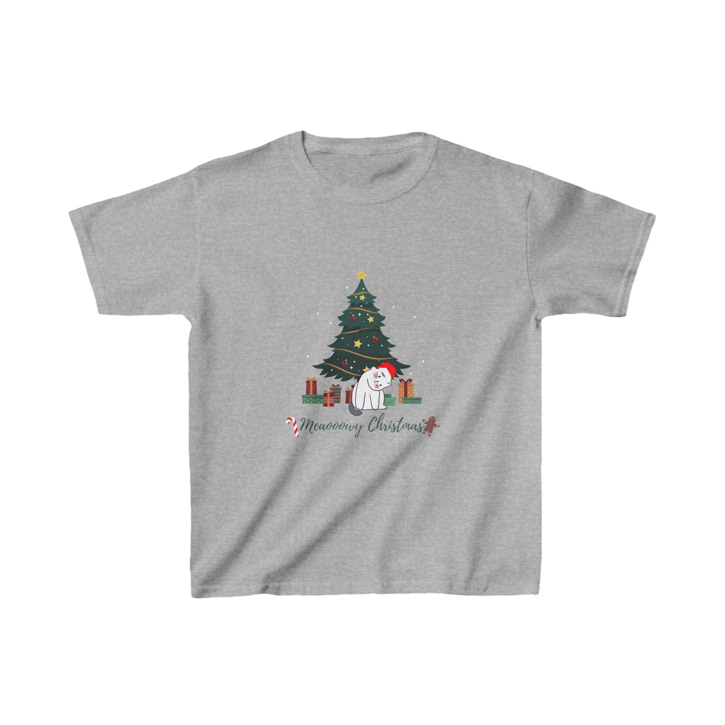 Kids funny cat christmas tree t-shirt Heavy Cotton™ Tee