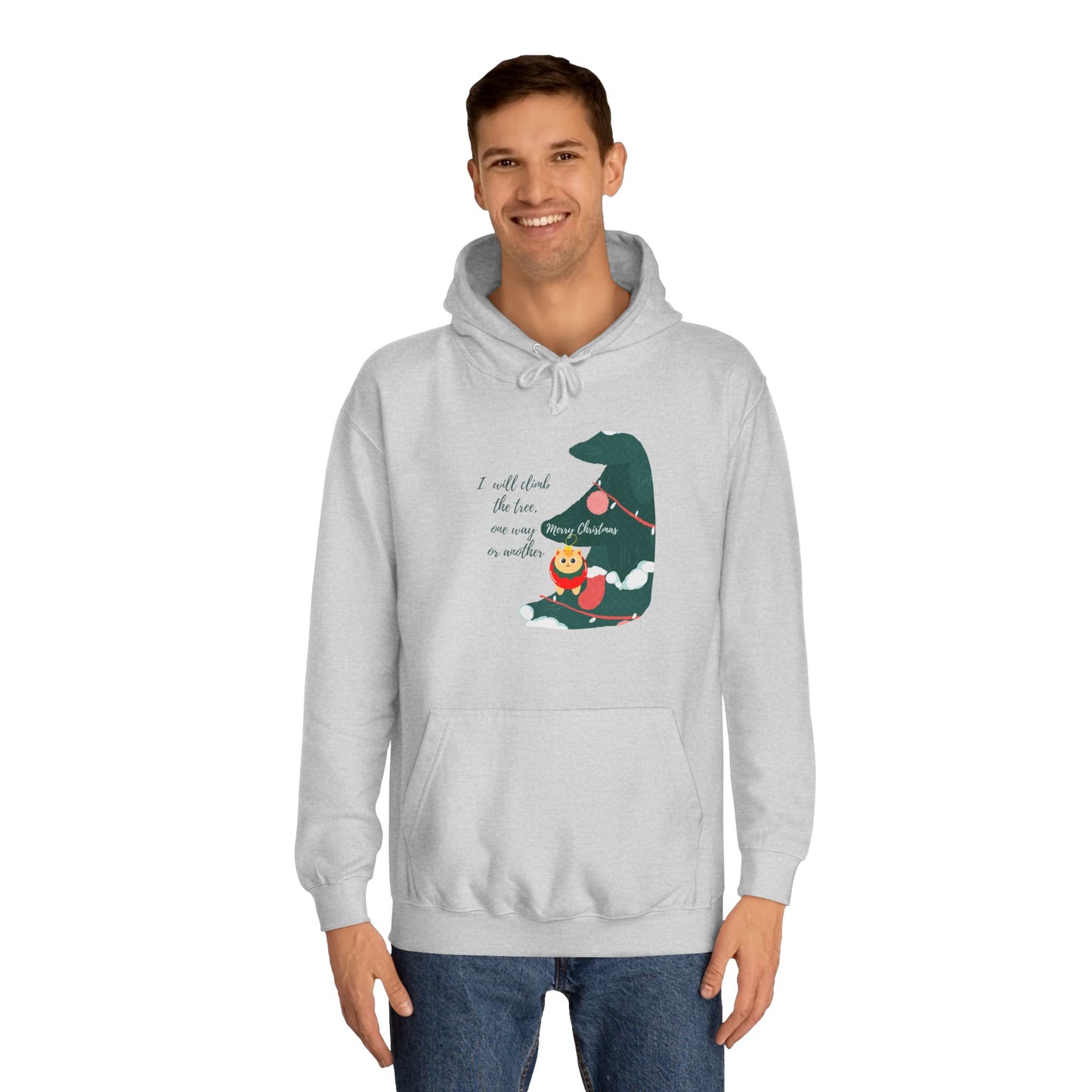 Cat lover Hoodie for christmas - Climbing in the christmas tree