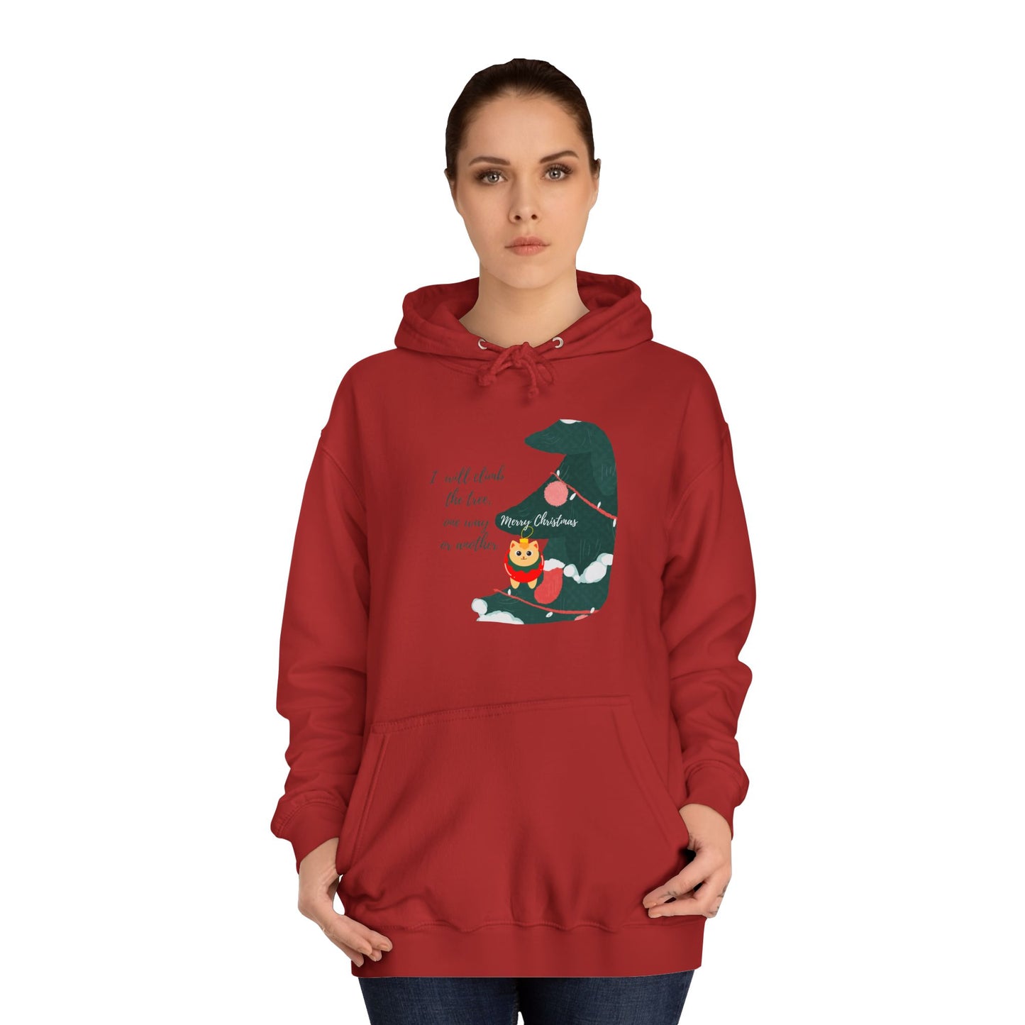 Cat lover Hoodie for christmas - Climbing in the christmas tree