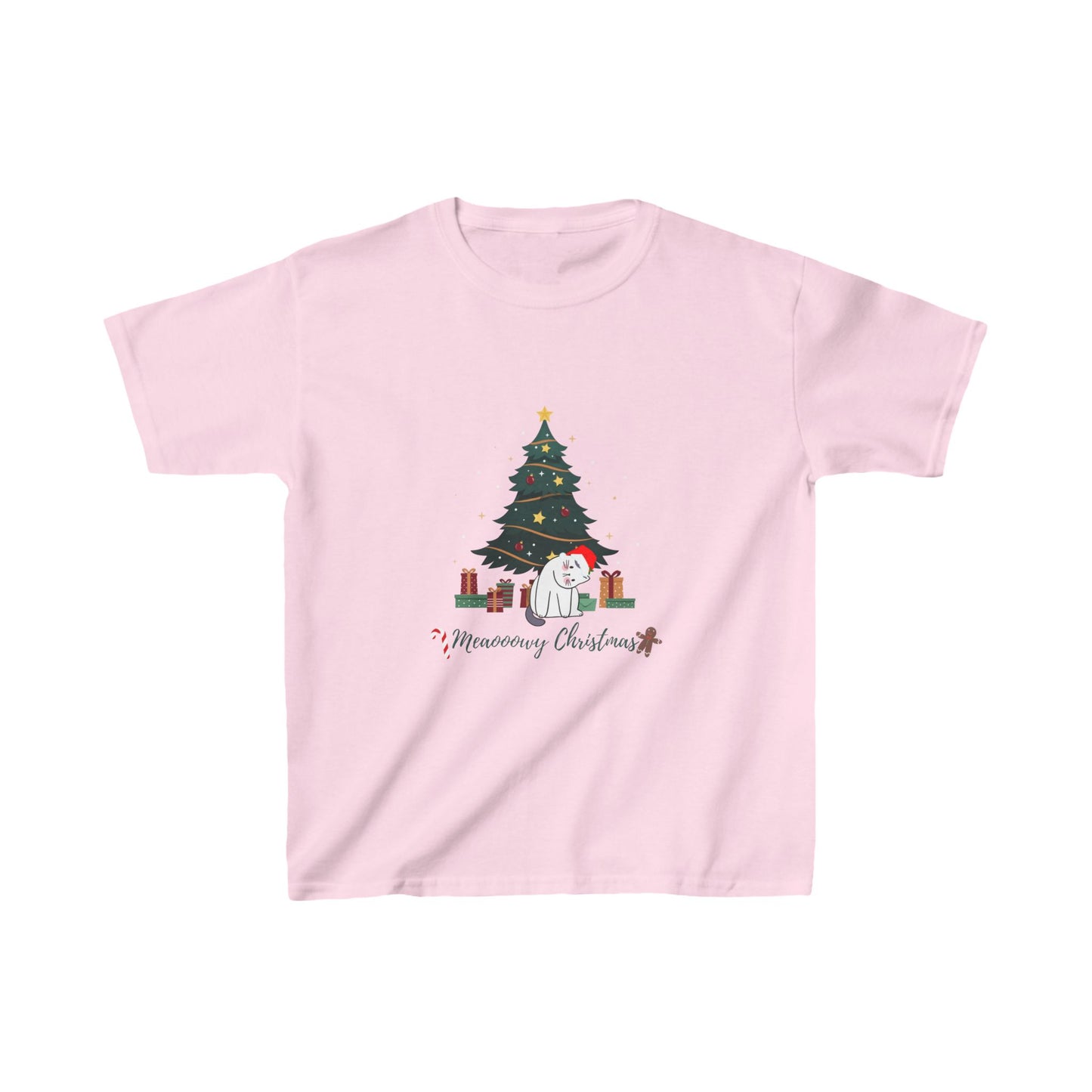 Kids funny cat christmas tree t-shirt Heavy Cotton™ Tee