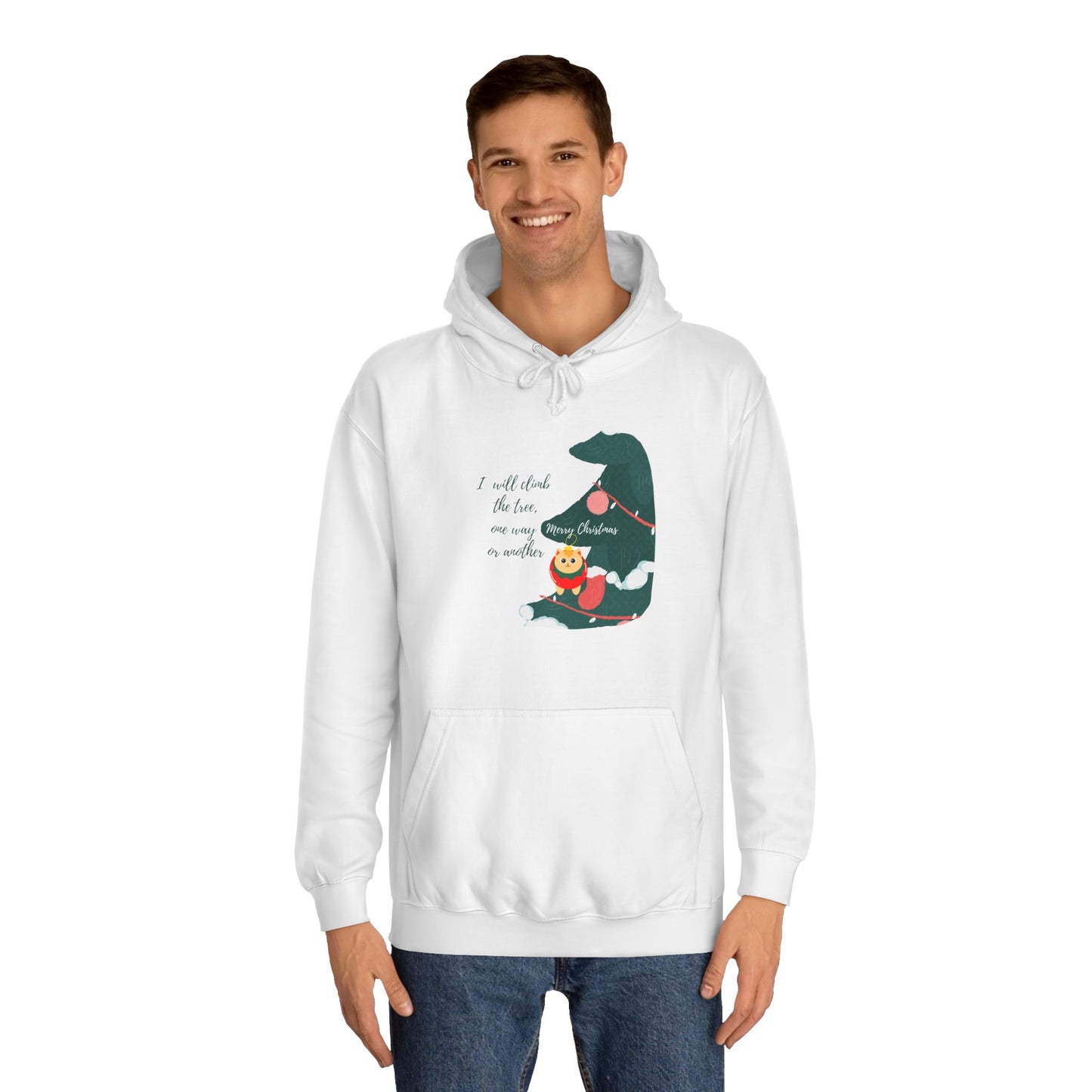 Cat lover Hoodie for christmas - Climbing in the christmas tree