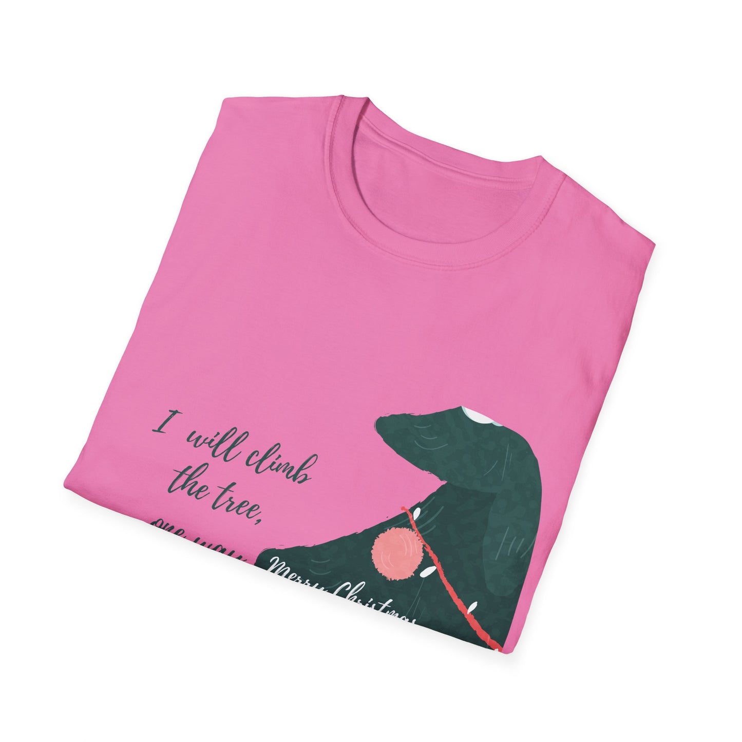 Unisex Softstyle Funny Christmas T-Shirt - cat in the christmas tree