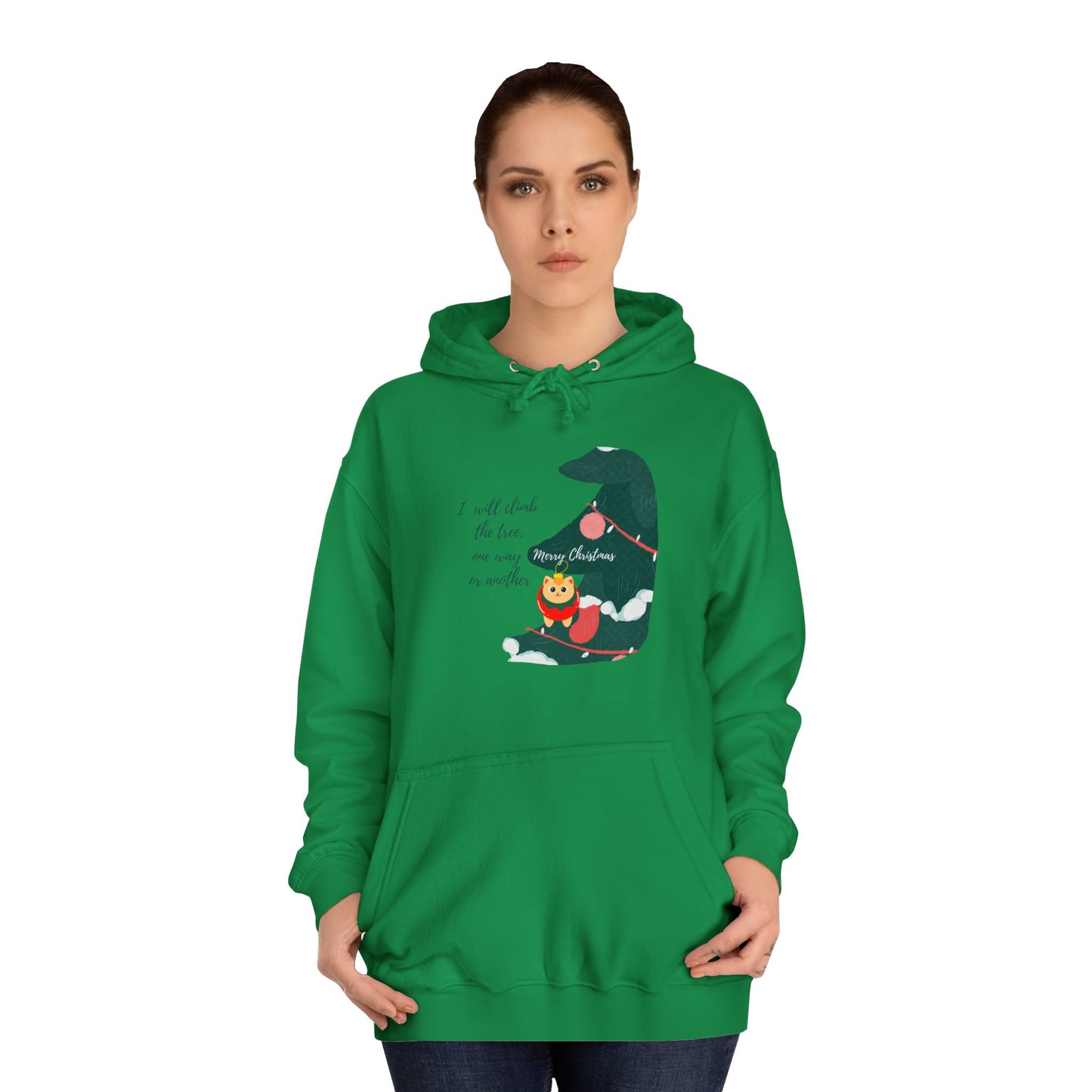 Cat lover Hoodie for christmas - Climbing in the christmas tree