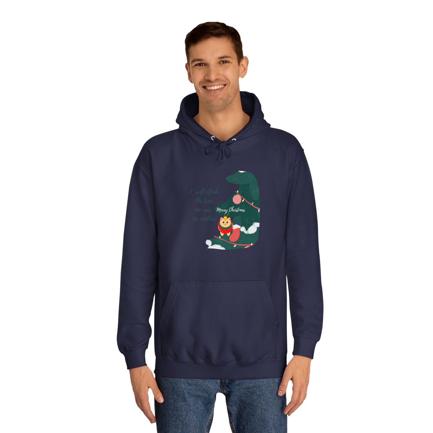 Cat lover Hoodie for christmas - Climbing in the christmas tree