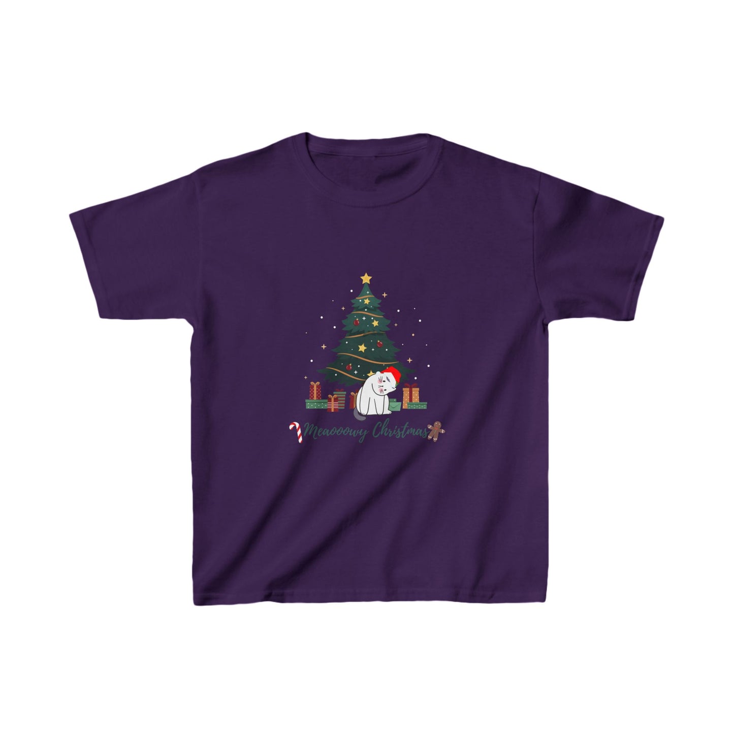 Kids funny cat christmas tree t-shirt Heavy Cotton™ Tee