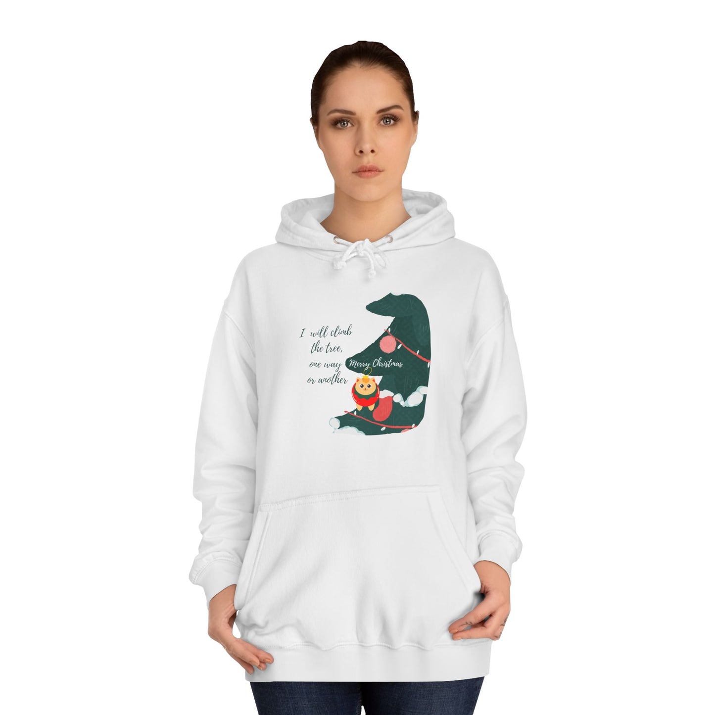 Cat lover Hoodie for christmas - Climbing in the christmas tree