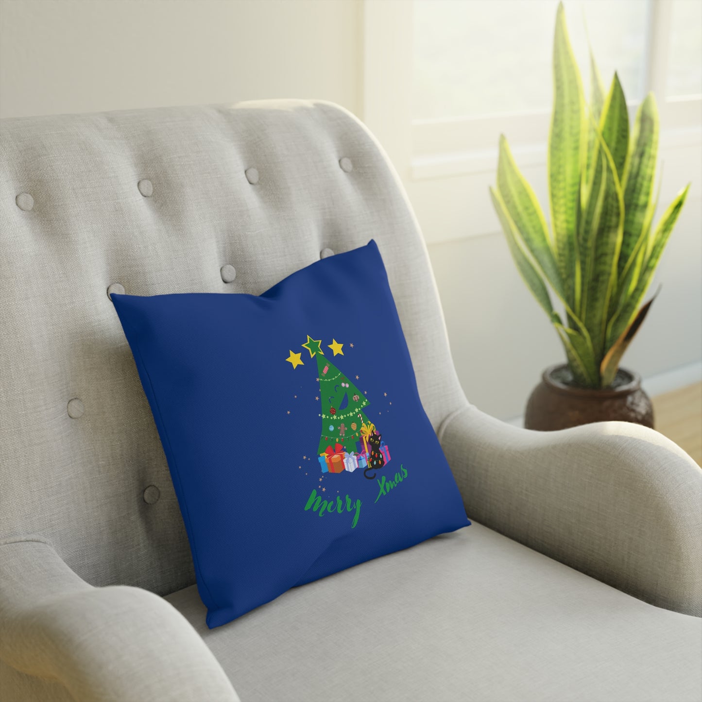 Funny Merry Xmas Tree Cushion - Pillow