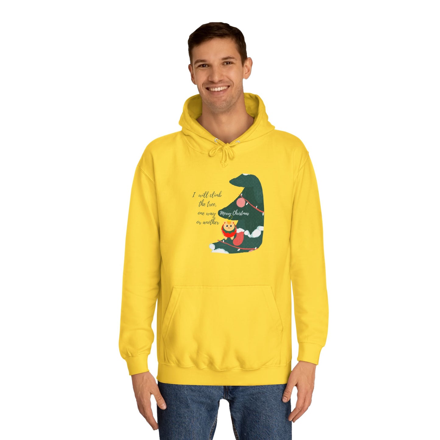 Cat lover Hoodie for christmas - Climbing in the christmas tree