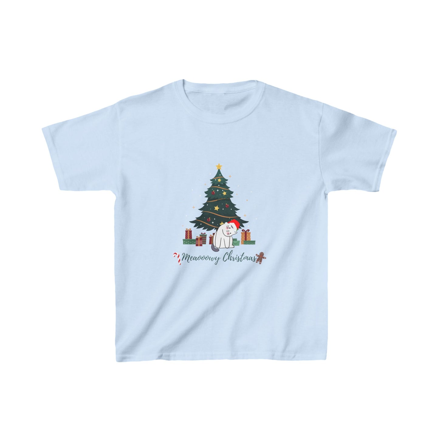 Kids funny cat christmas tree t-shirt Heavy Cotton™ Tee