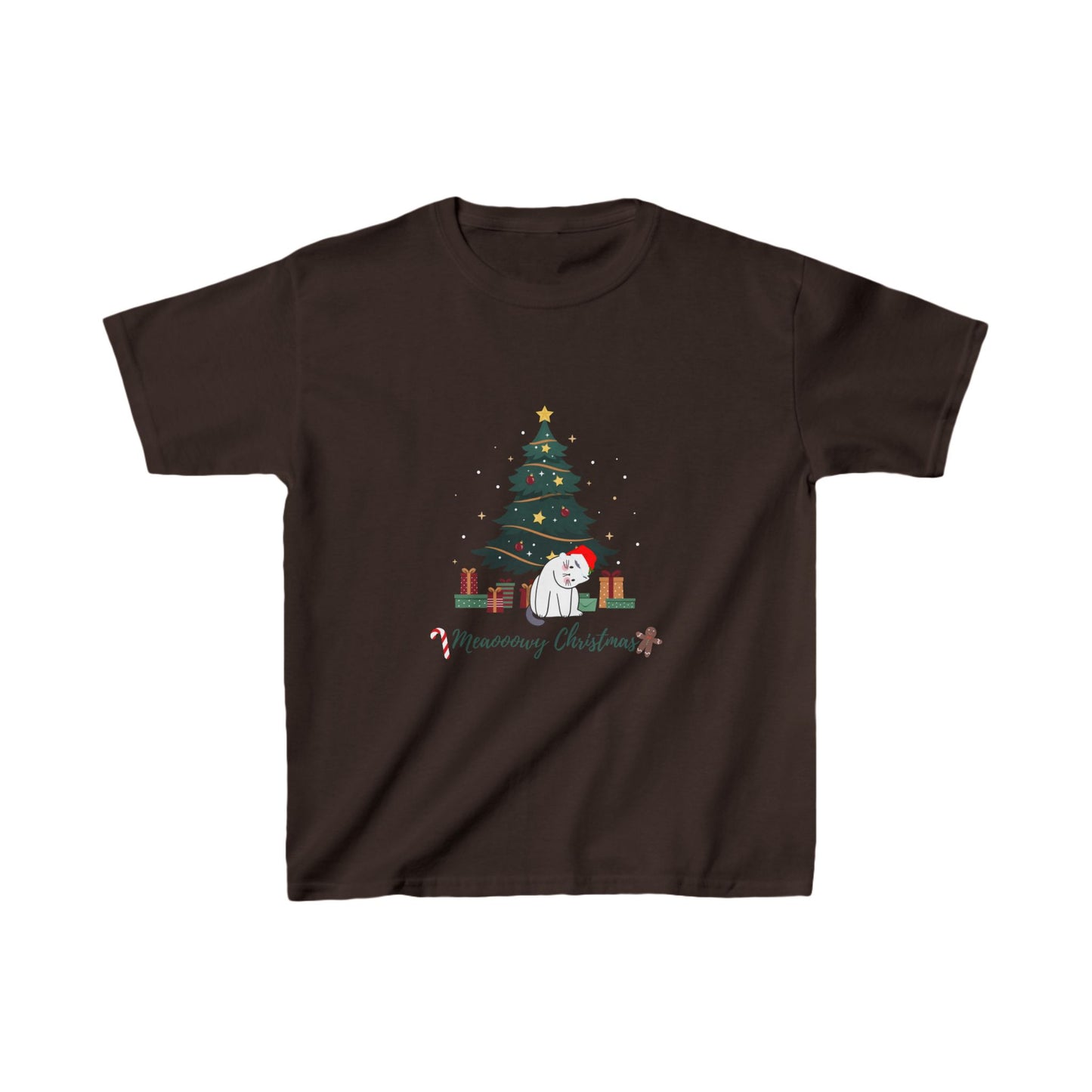 Kids funny cat christmas tree t-shirt Heavy Cotton™ Tee