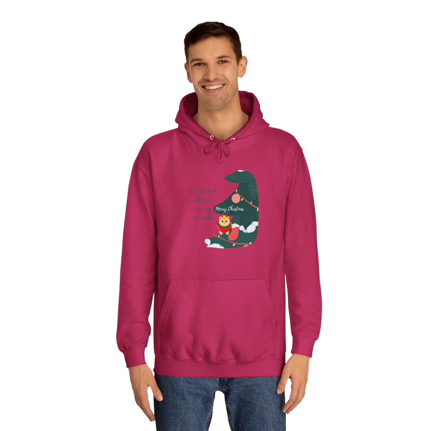 Cat lover Hoodie for christmas - Climbing in the christmas tree