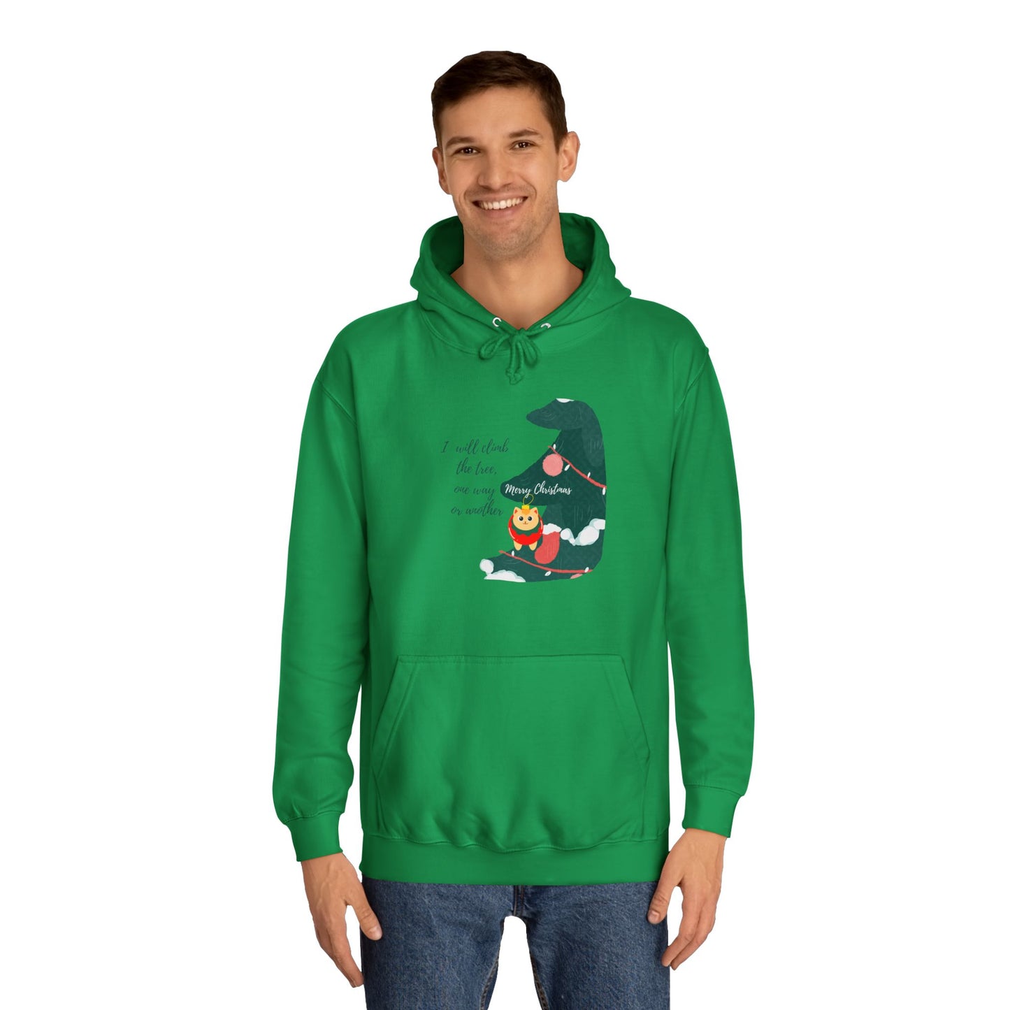 Cat lover Hoodie for christmas - Climbing in the christmas tree