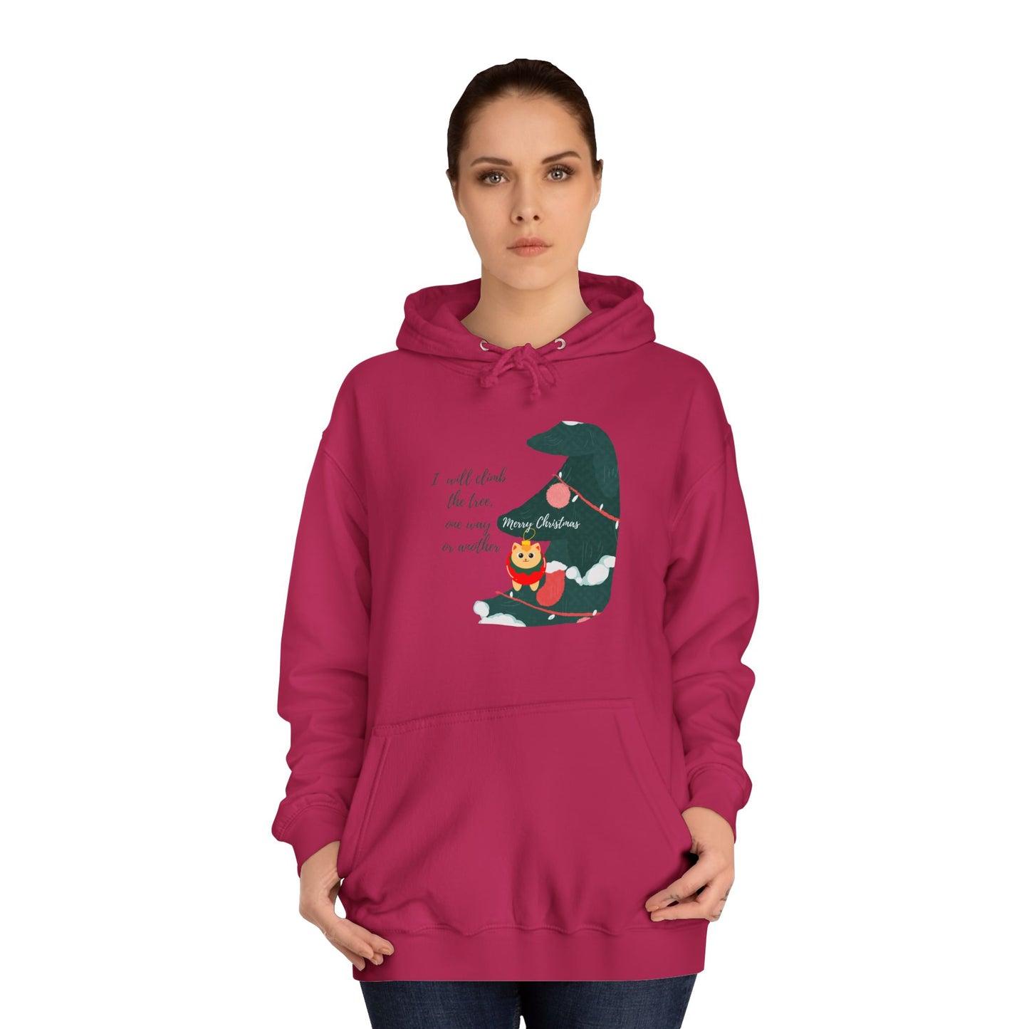 Cat lover Hoodie for christmas - Climbing in the christmas tree